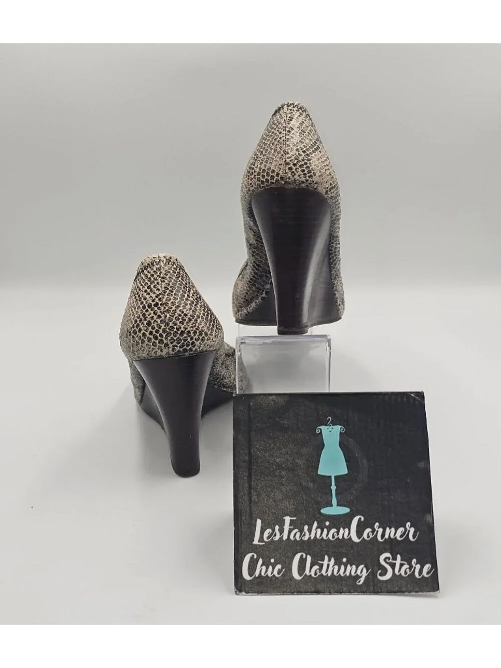 Tory Burch Women's Python Leather Julianne Peep Toe Wedge Pumps Shoe Size 9 3783